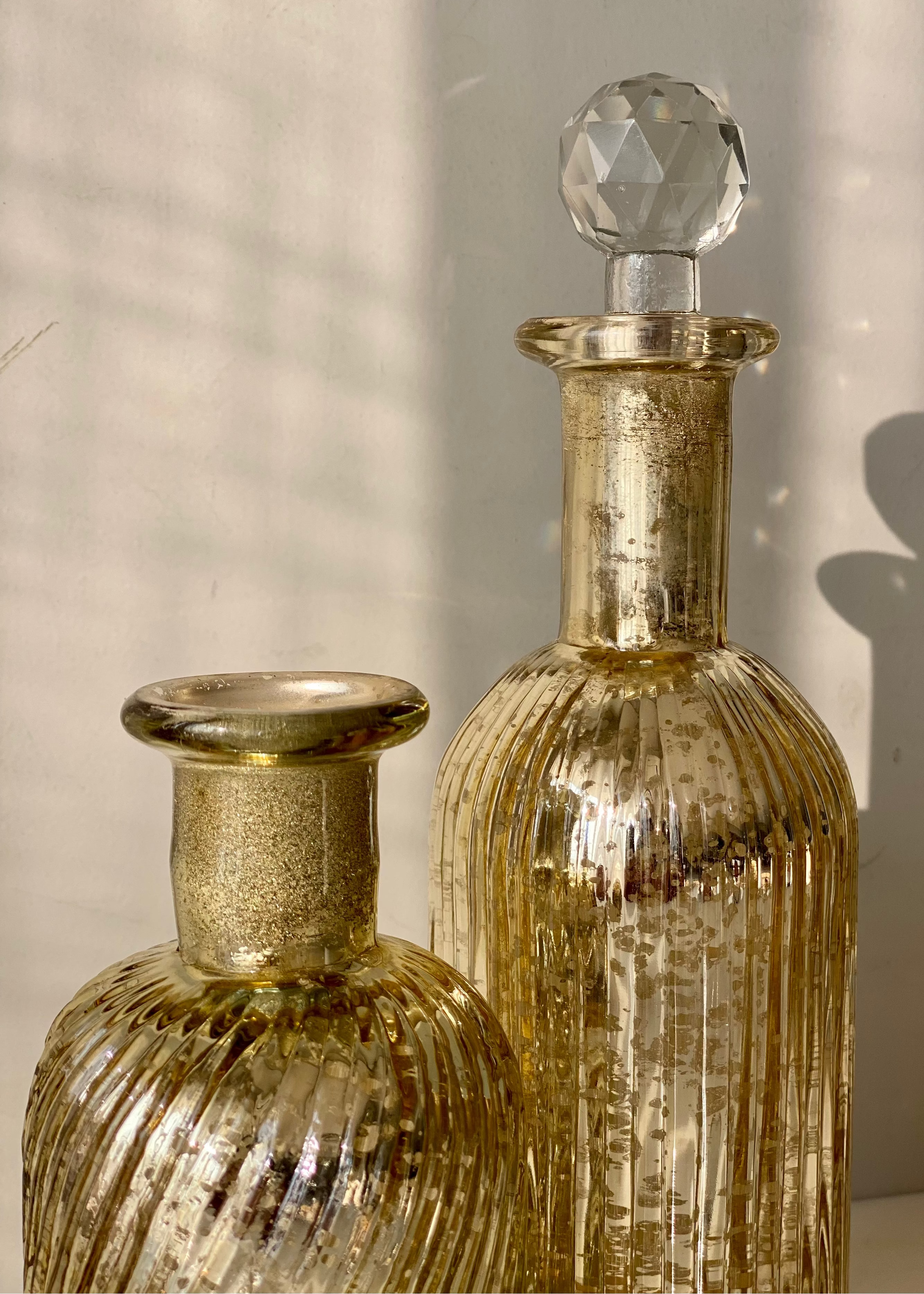 Lumiere Rustic Glass Bottles -  (Set of 2)