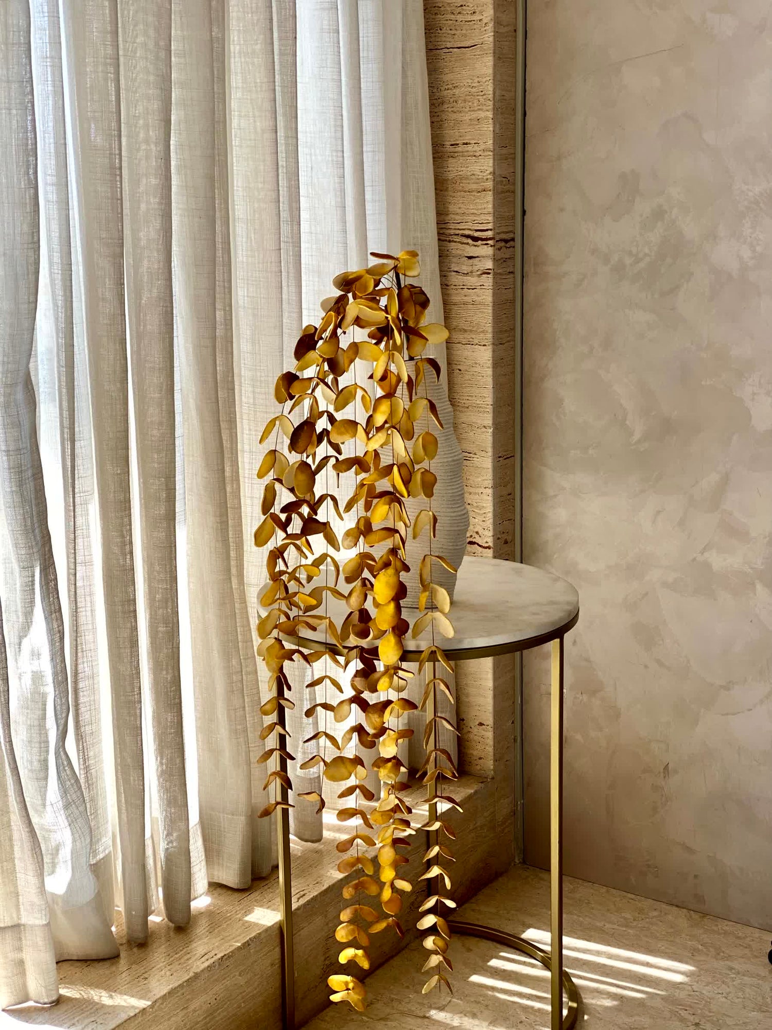 Artificial Eucalyptus  Flower Stem - Amber Ombre (One Stem)
