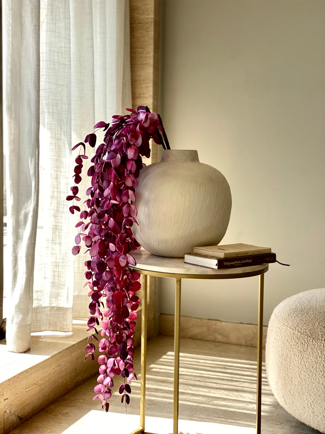 Artificial Eucalyptus  Flower Stem - Magenta Ombre (One Stem)