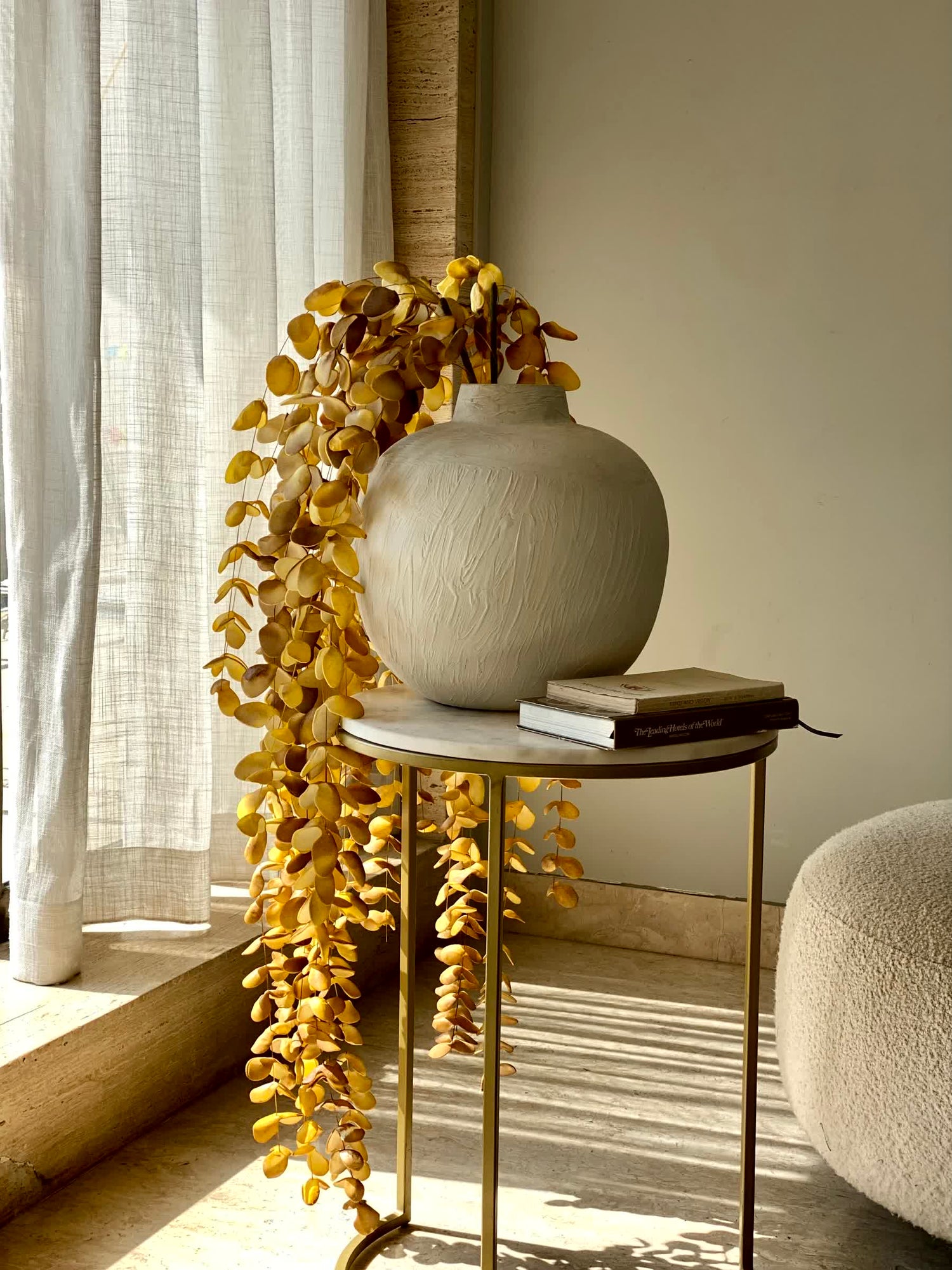 Artificial Eucalyptus  Flower Stem - Amber Ombre (One Stem)
