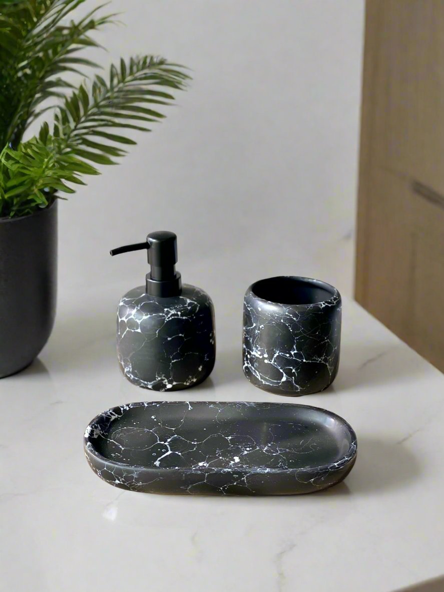 Pristine Marble Bathroom Set - Black