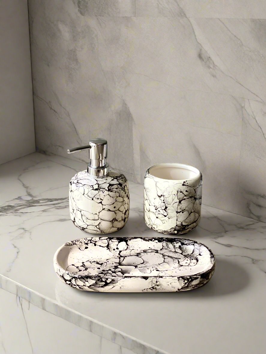 Pristine Marble Bathroom Set - White