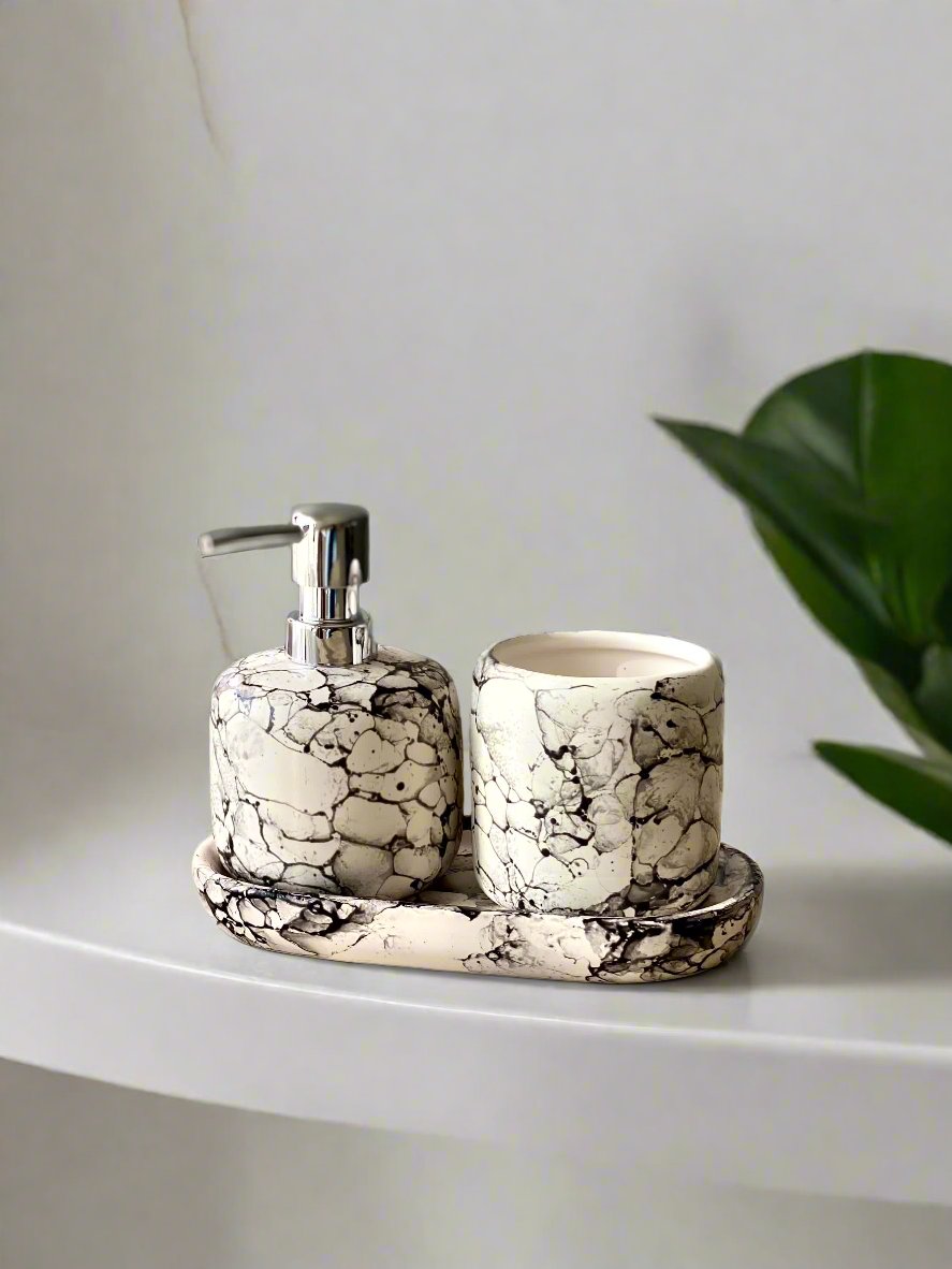 Pristine Marble Bathroom Set - White