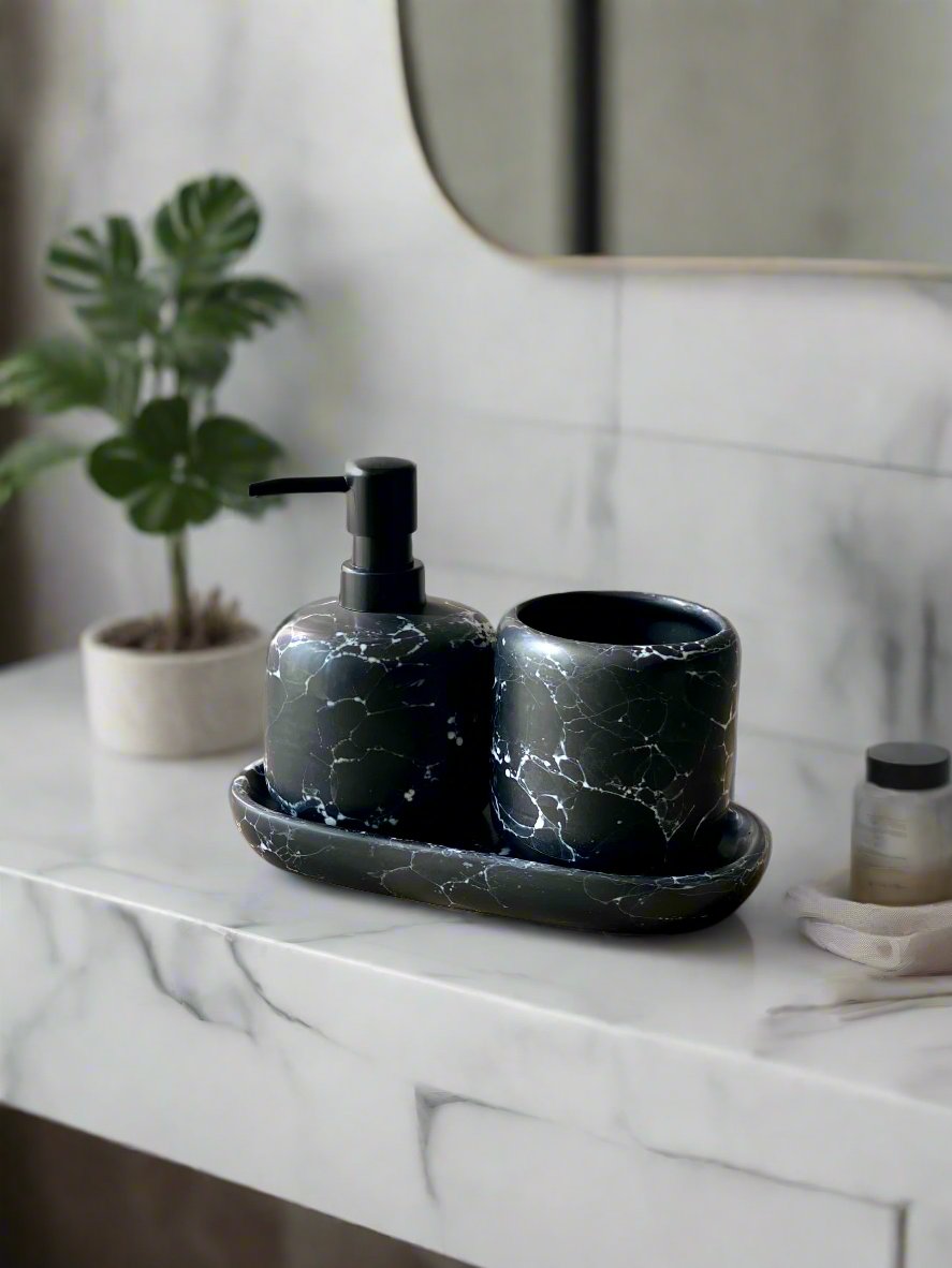 Luxury Ceramic Black Marble shops Bathroom Set