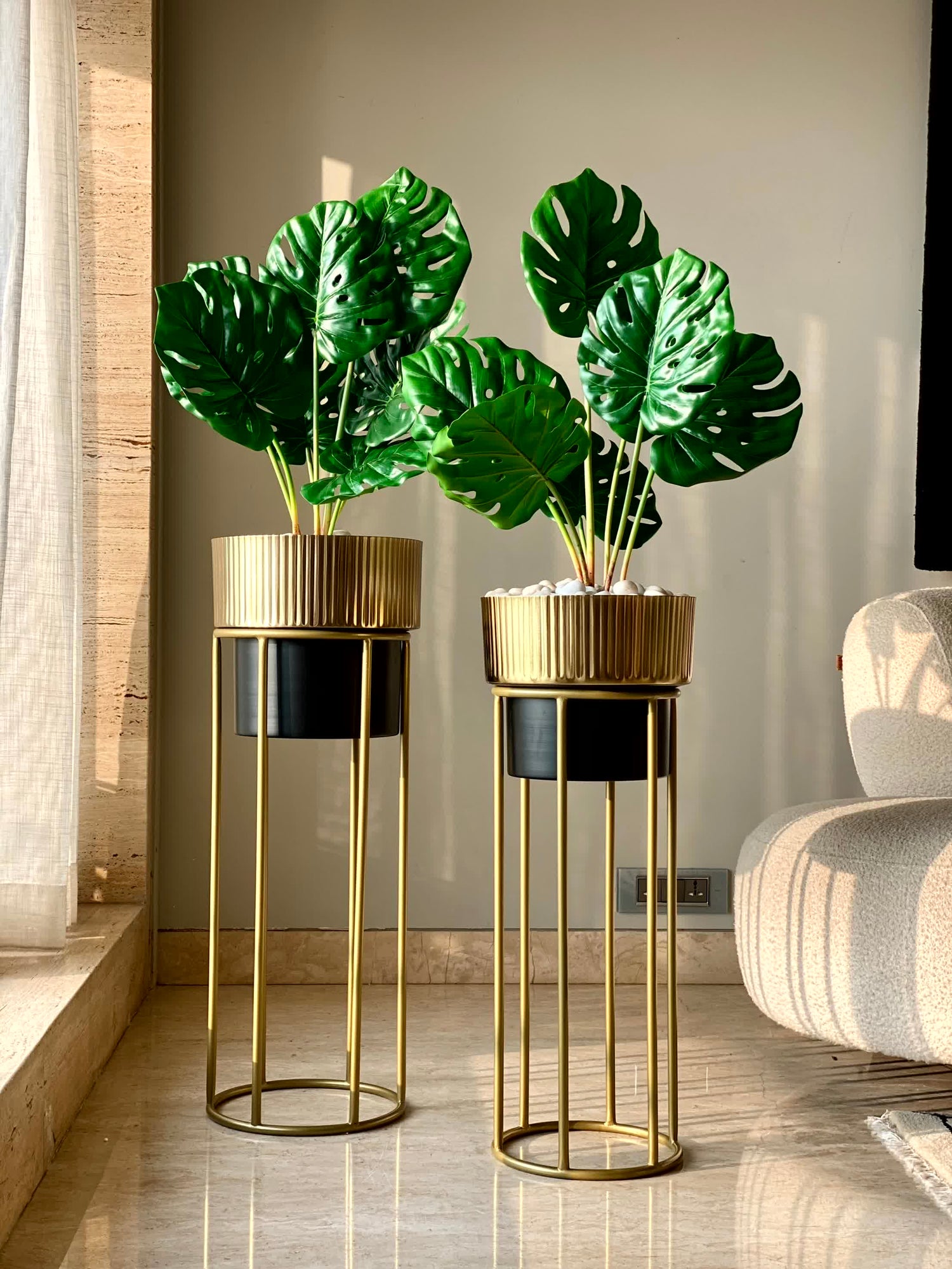 Brooklyn Fluted Gold &amp; Black Planter  (Set of 2)