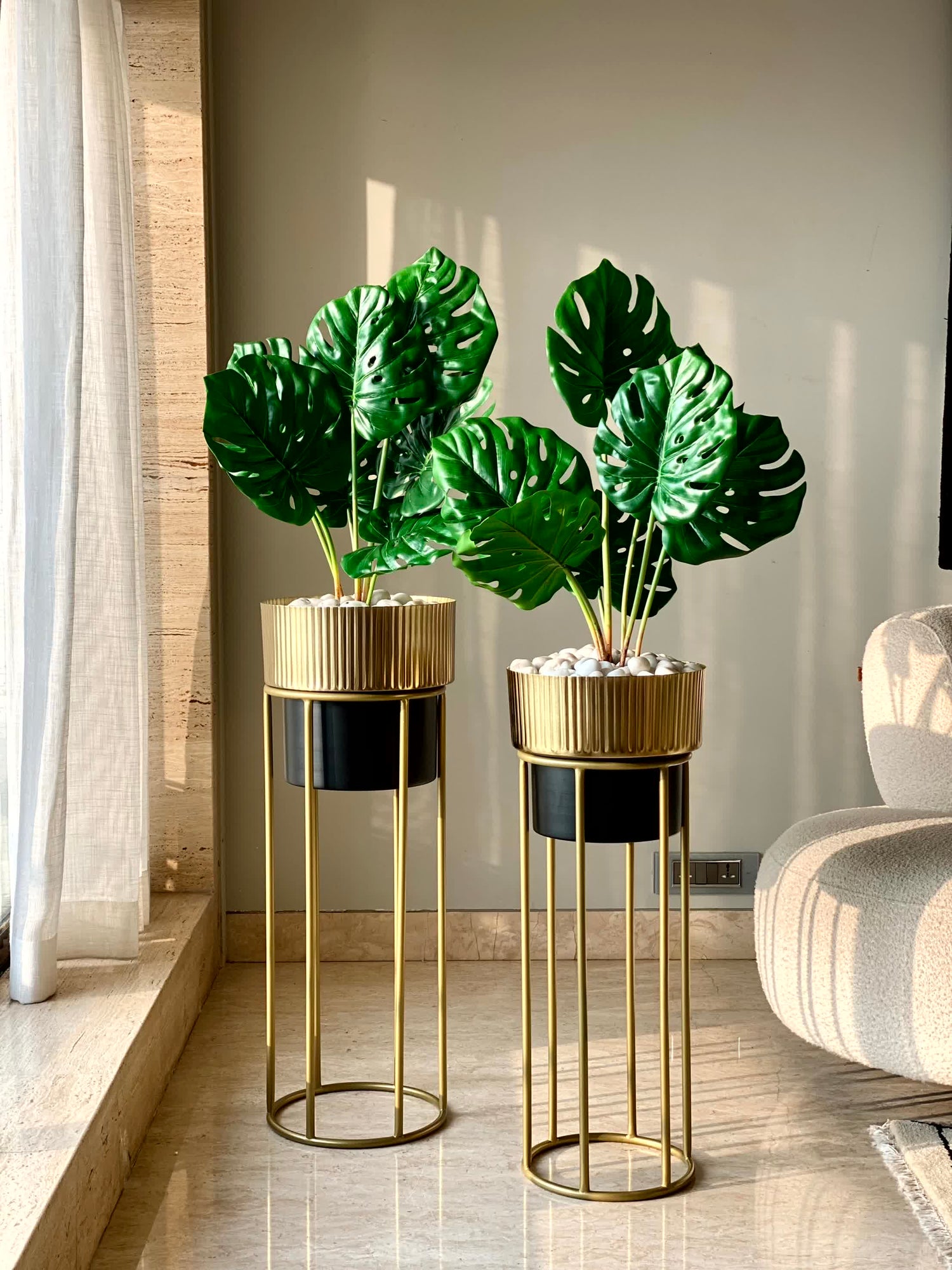 Brooklyn Fluted Gold &amp; Black Planter  (Set of 2)