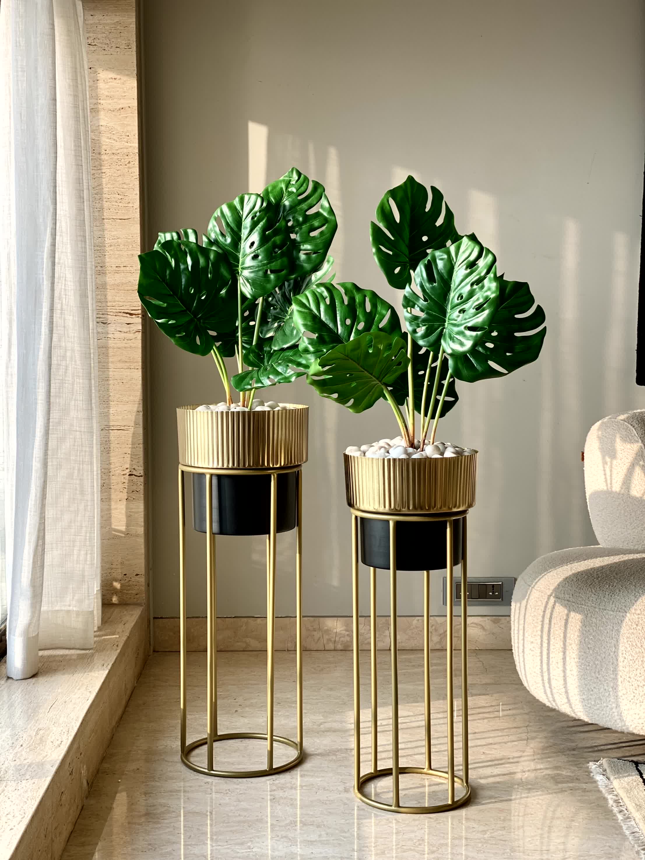 Brooklyn Fluted Gold &amp; Black Planter  (Set of 2)