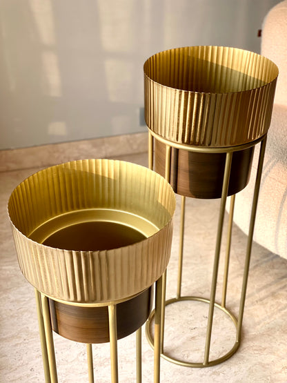 Brooklyn Fluted Brown Planter  (Set of 2)