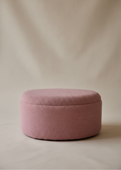 Pebble Boucle Pouffe with Storage Blush Pink - Large