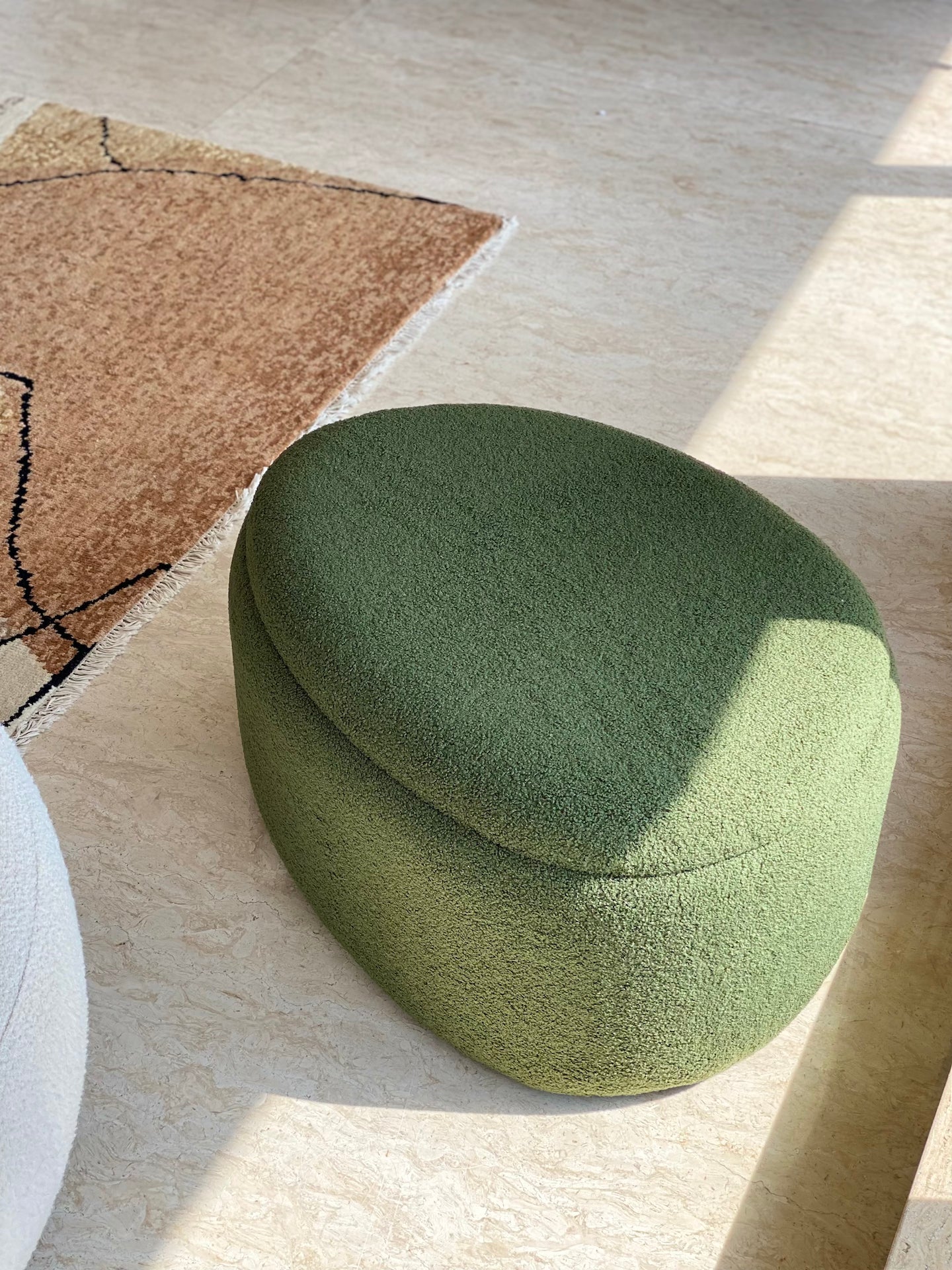 Pebble Boucle Pouffe with Storage Emerald Green - Large