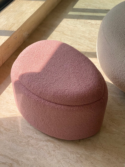 Pebble Boucle Pouffe with Storage Blush Pink - Medium