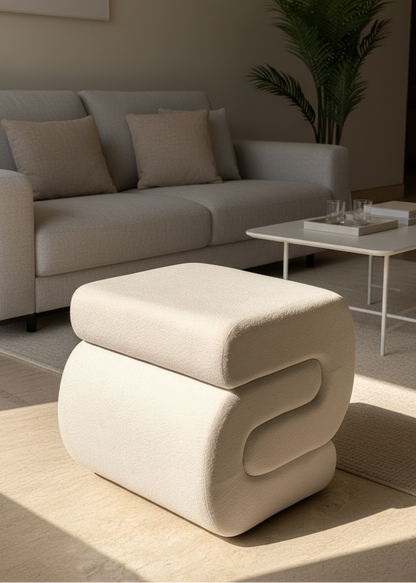 S-Boucle Pouffe - White