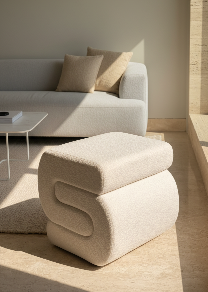 S-Boucle Pouffe - White