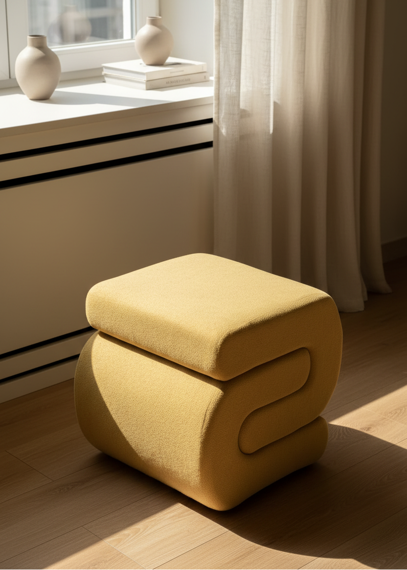 S-Boucle Pouffe - Mustard