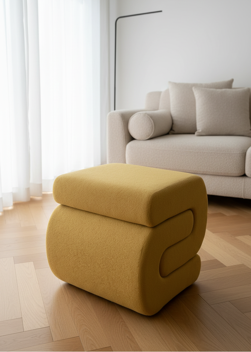 S-Boucle Pouffe - Mustard