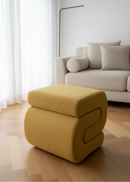 S-Boucle Pouffe - Mustard