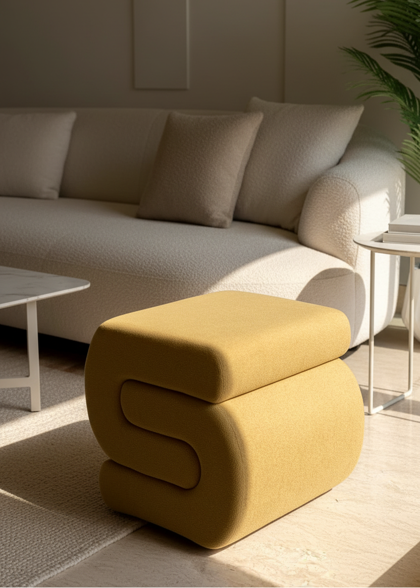 S-Boucle Pouffe - Mustard