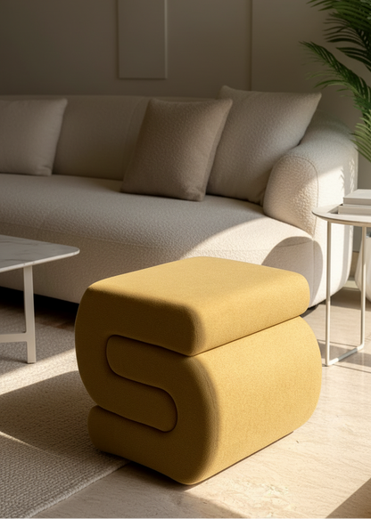 S-Boucle Pouffe - Mustard