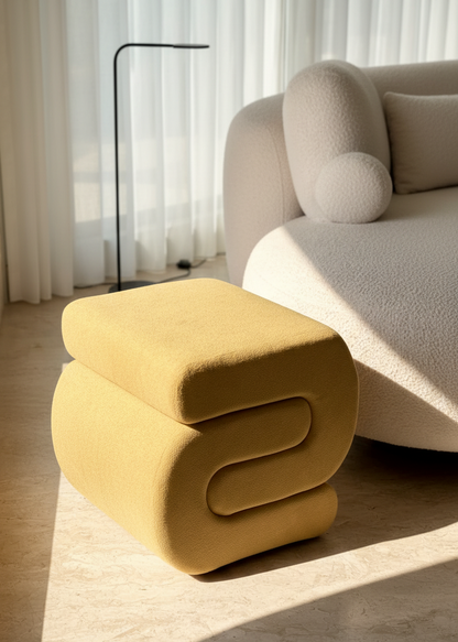 S-Boucle Pouffe - Mustard