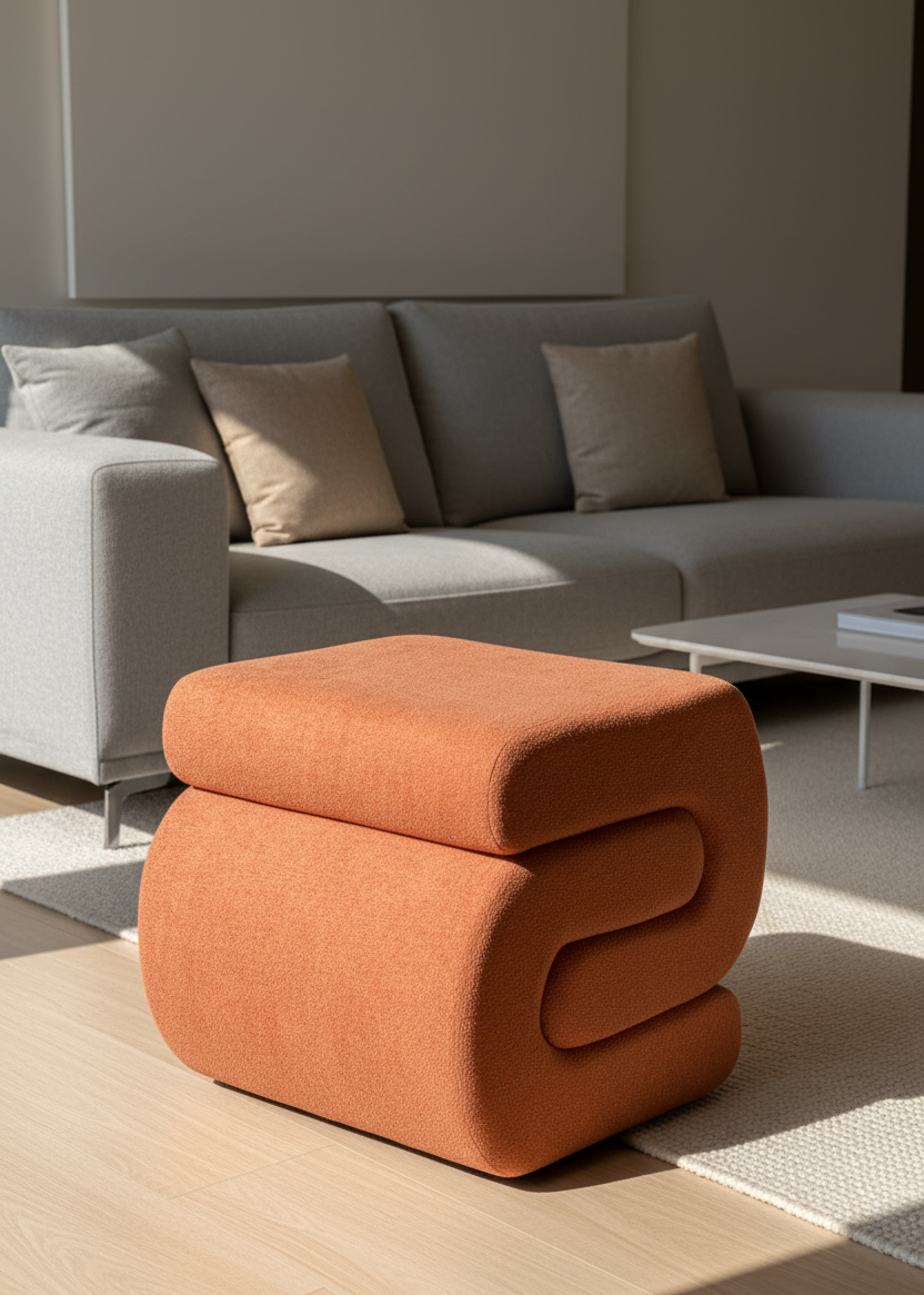 S-Boucle Pouffe - Orange