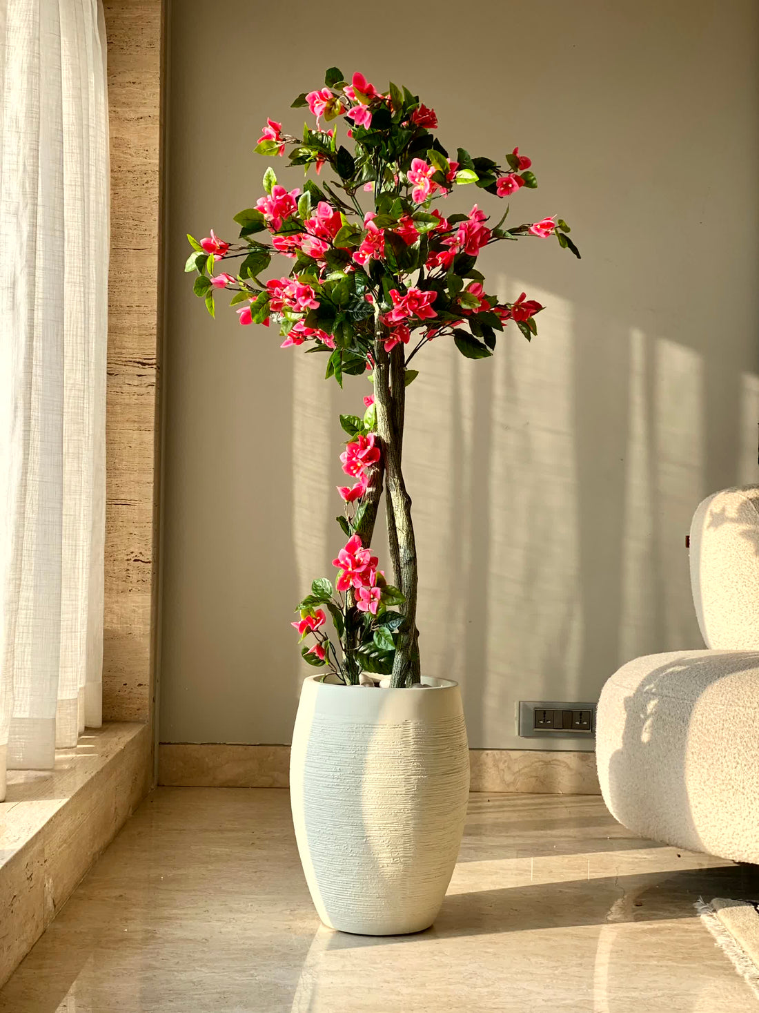 Artificial Blush Bougainvillea Plant-  4.5 Feet