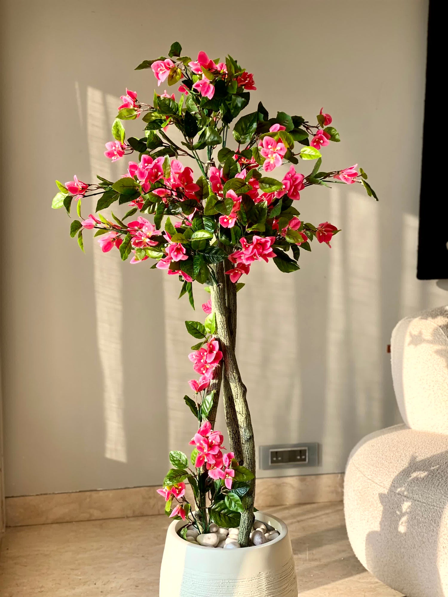 Artificial Blush Bougainvillea Plant-  4.5 Feet