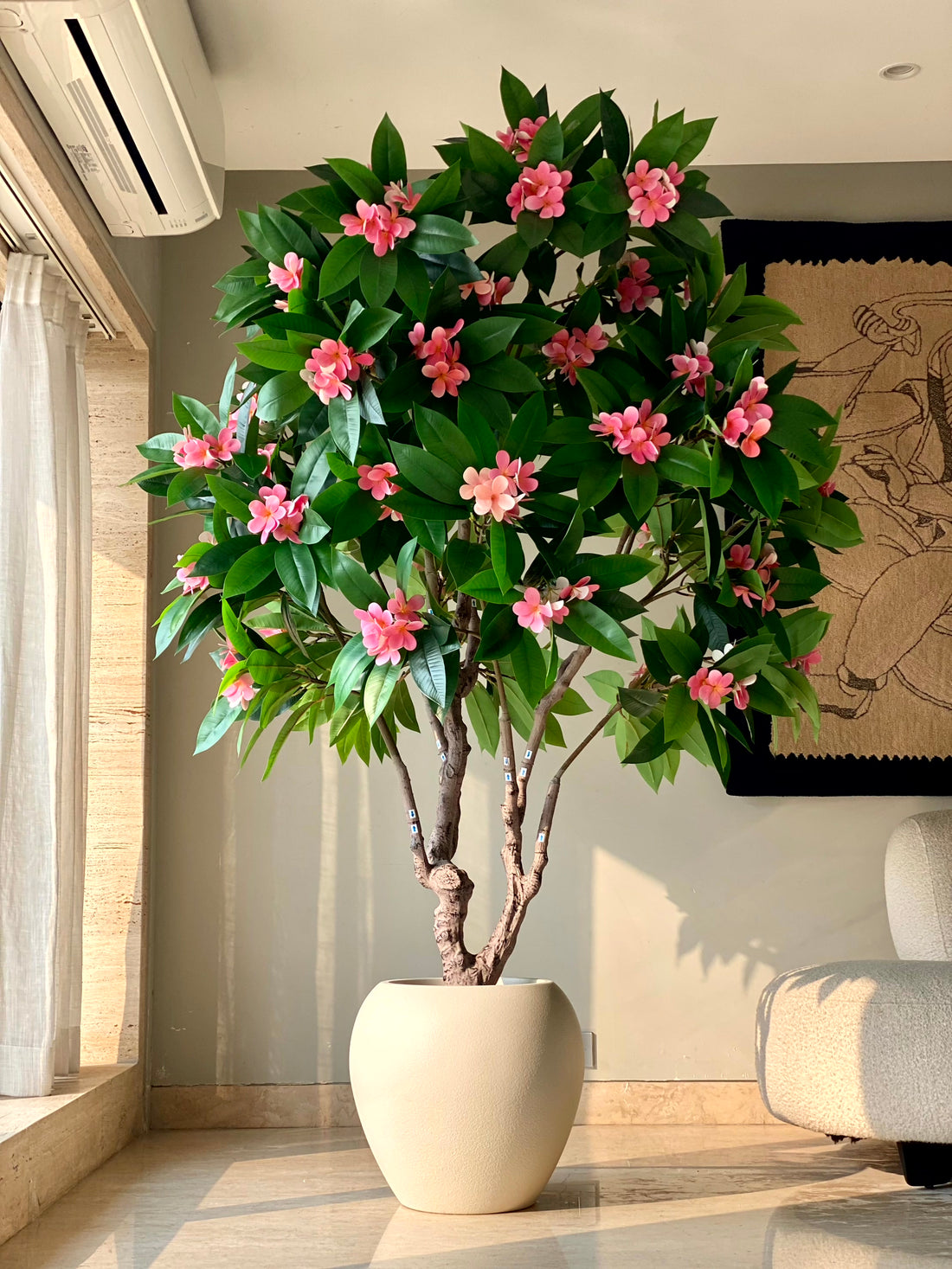 Artificial Frangipani Plant + Pot - 7.7 Feet (Pink)