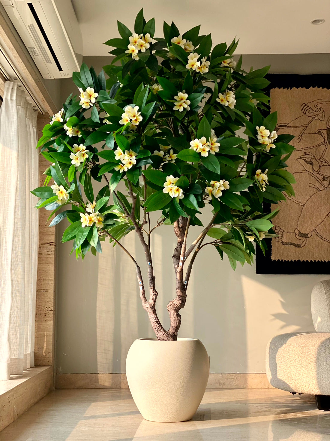 Artificial Frangipani Plant + Pot - 7.7 Feet (White)