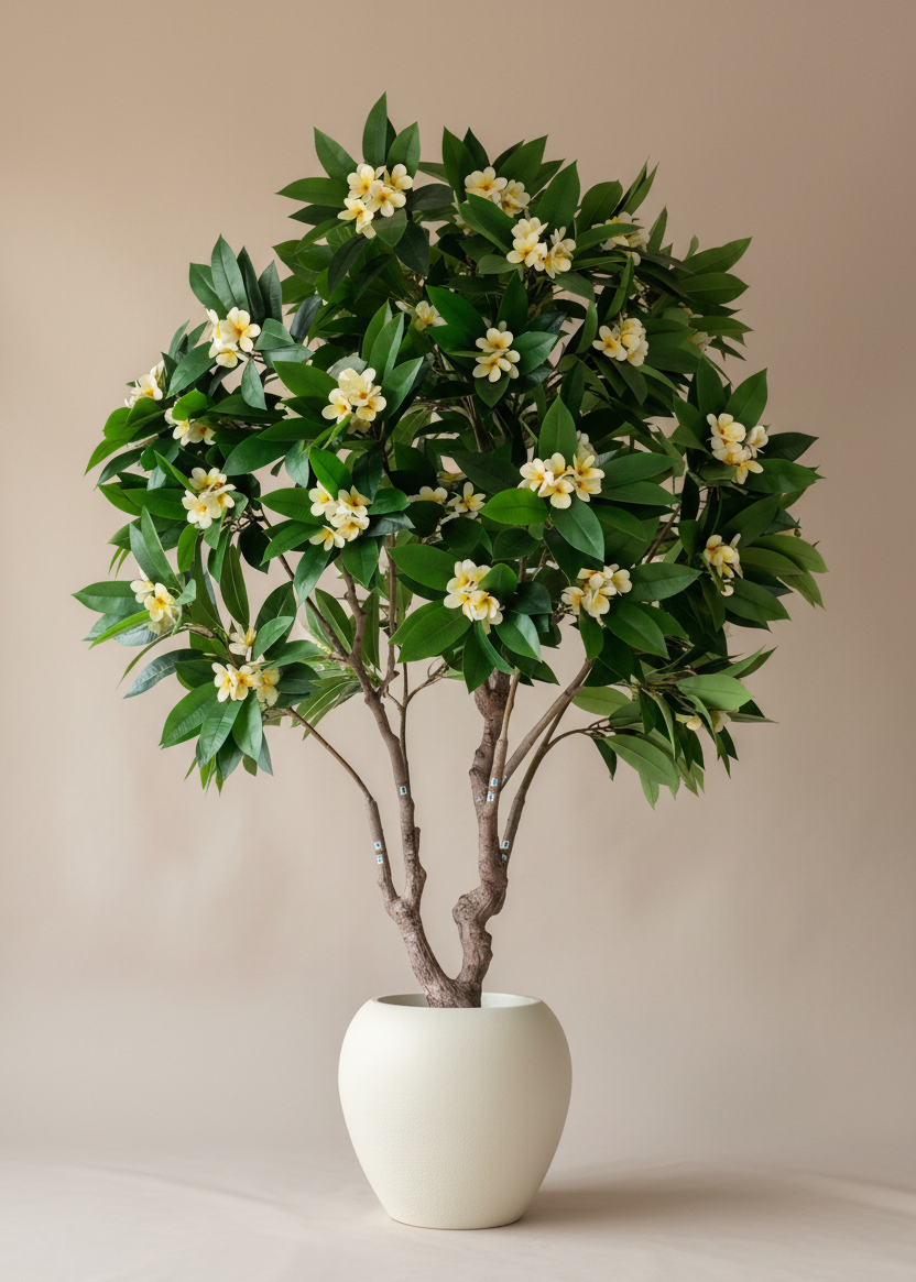 Artificial Frangipani Plant + Pot - 7.7 Feet (White)