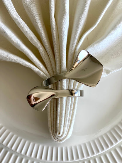 Silver Twist Napkin Rings - Set of 6