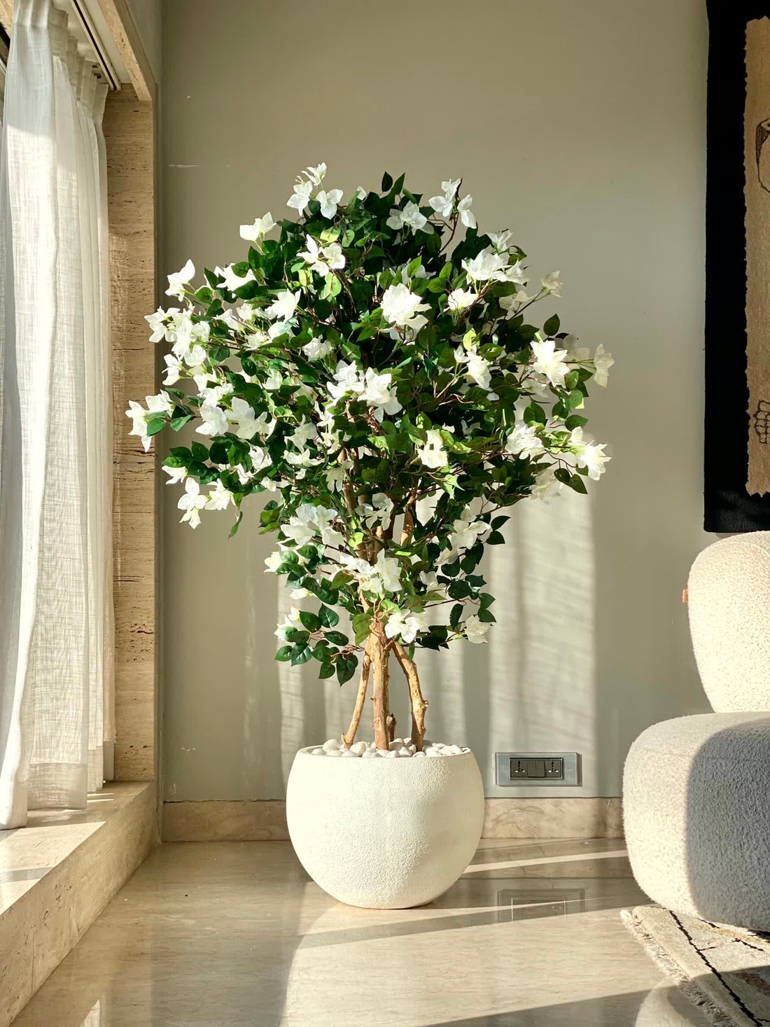 Artificial Regal White Bougainvillea Plant - 5 Feet