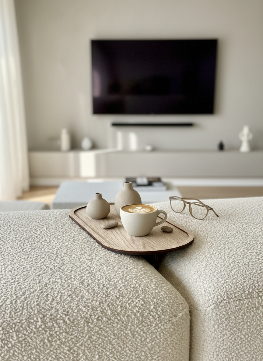 Elm Sofa Tray - Cream