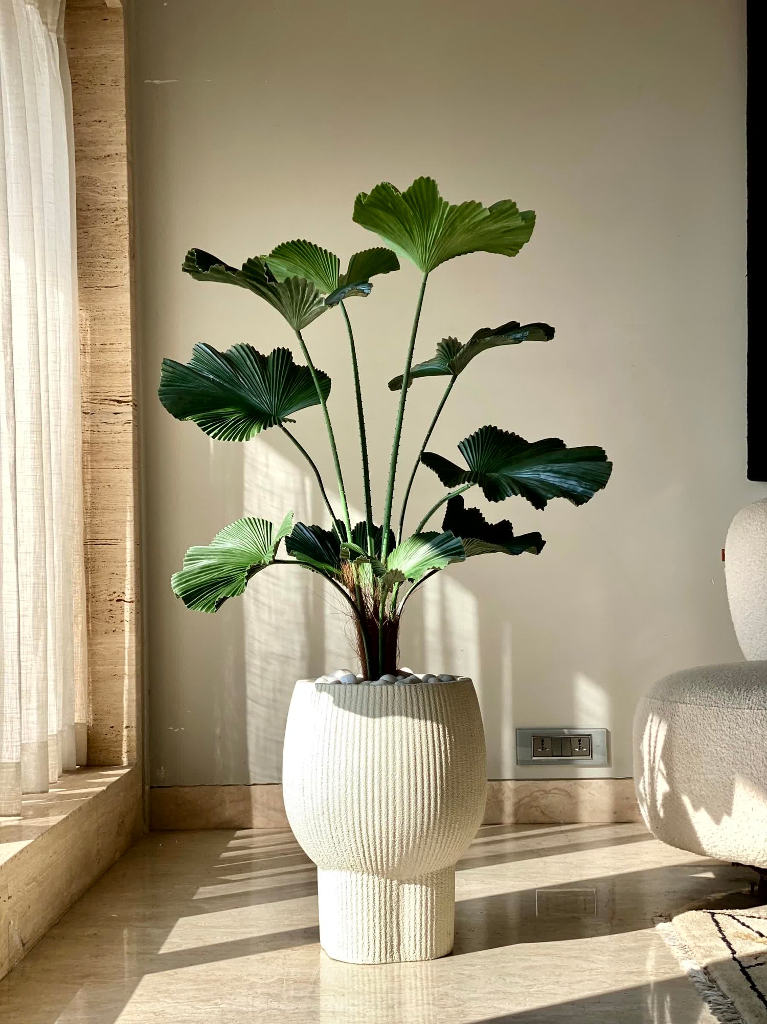 Artificial Verdant Fan Palm Plant - 4 Feet