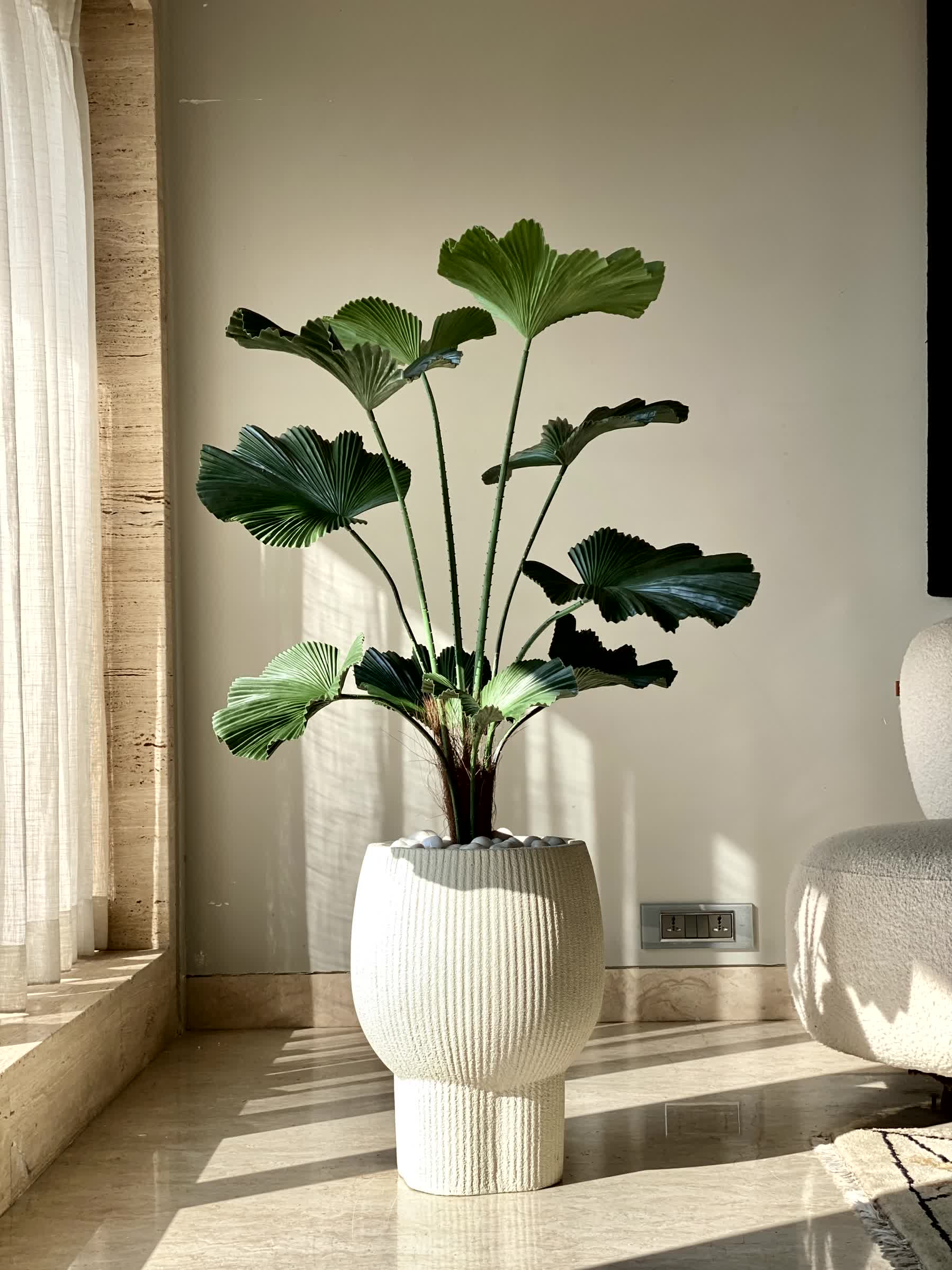 Artificial Verdant Fan Palm Plant - 4 Feet