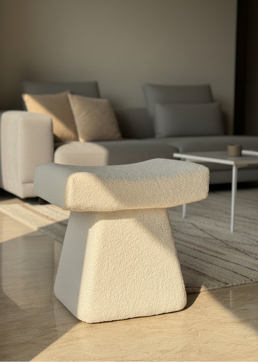 Bouclé Arch Pouffe