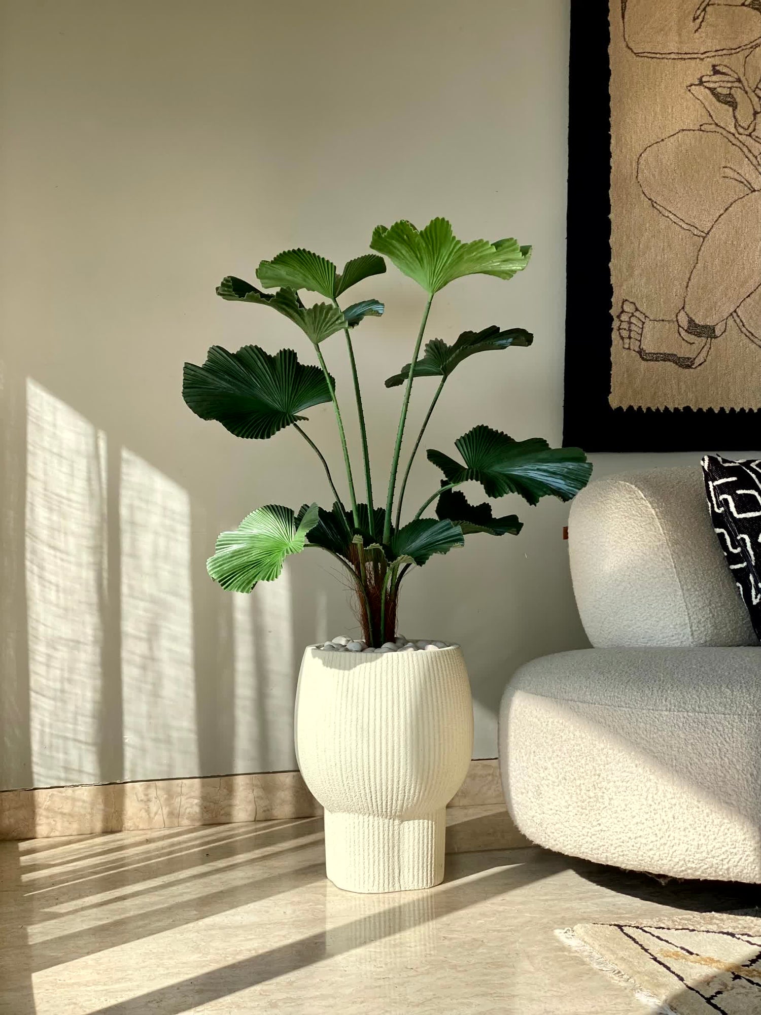 Artificial Verdant Fan Palm Plant - 4 Feet