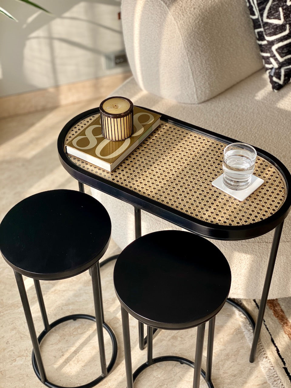 Kovo Rattan Charcoal Set of 3 Side Tables