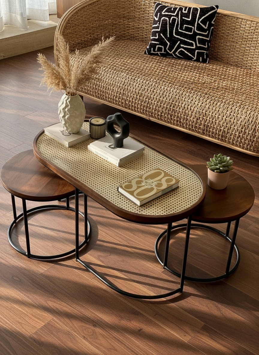 Kovo Rattan Center Table - Set Of 3