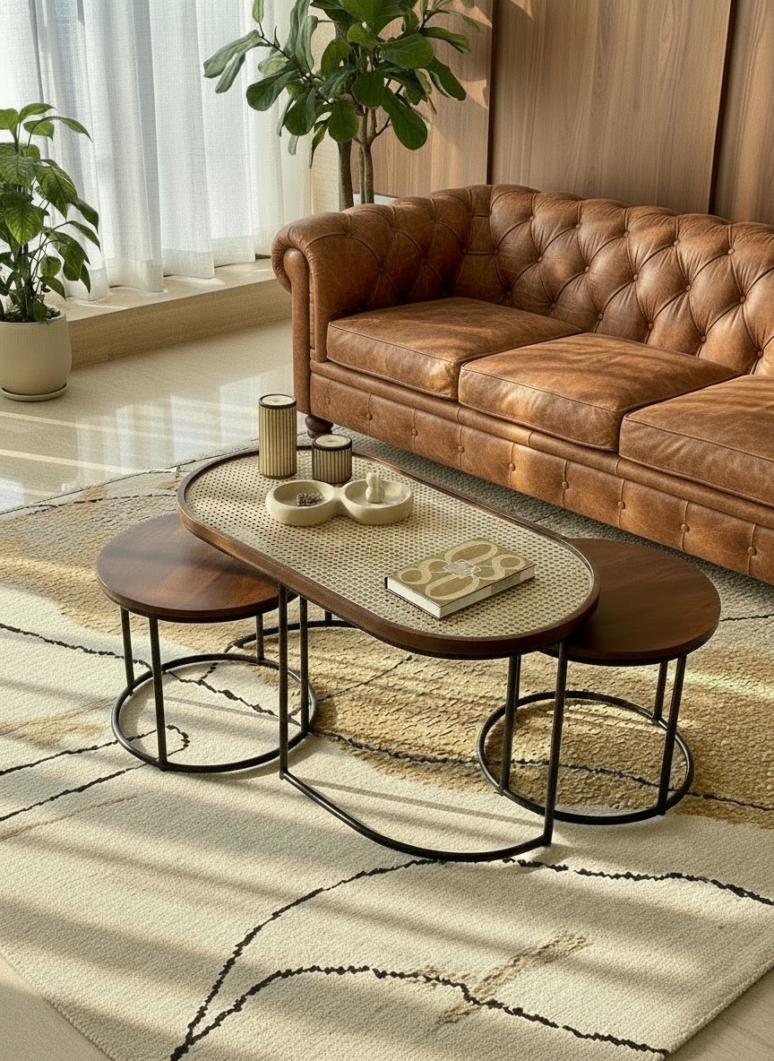 Kovo Rattan Center Table - Set Of 3