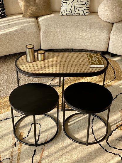 Kovo Rattan Charcoal Centre Table - Set Of 3