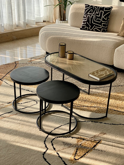 Kovo Rattan Charcoal Centre Table - Set Of 3