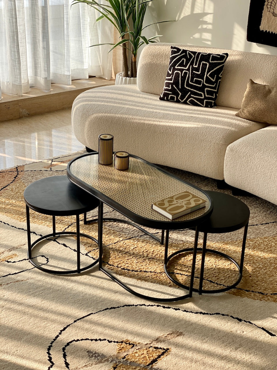 Kovo Rattan Charcoal Centre Table - Set Of 3