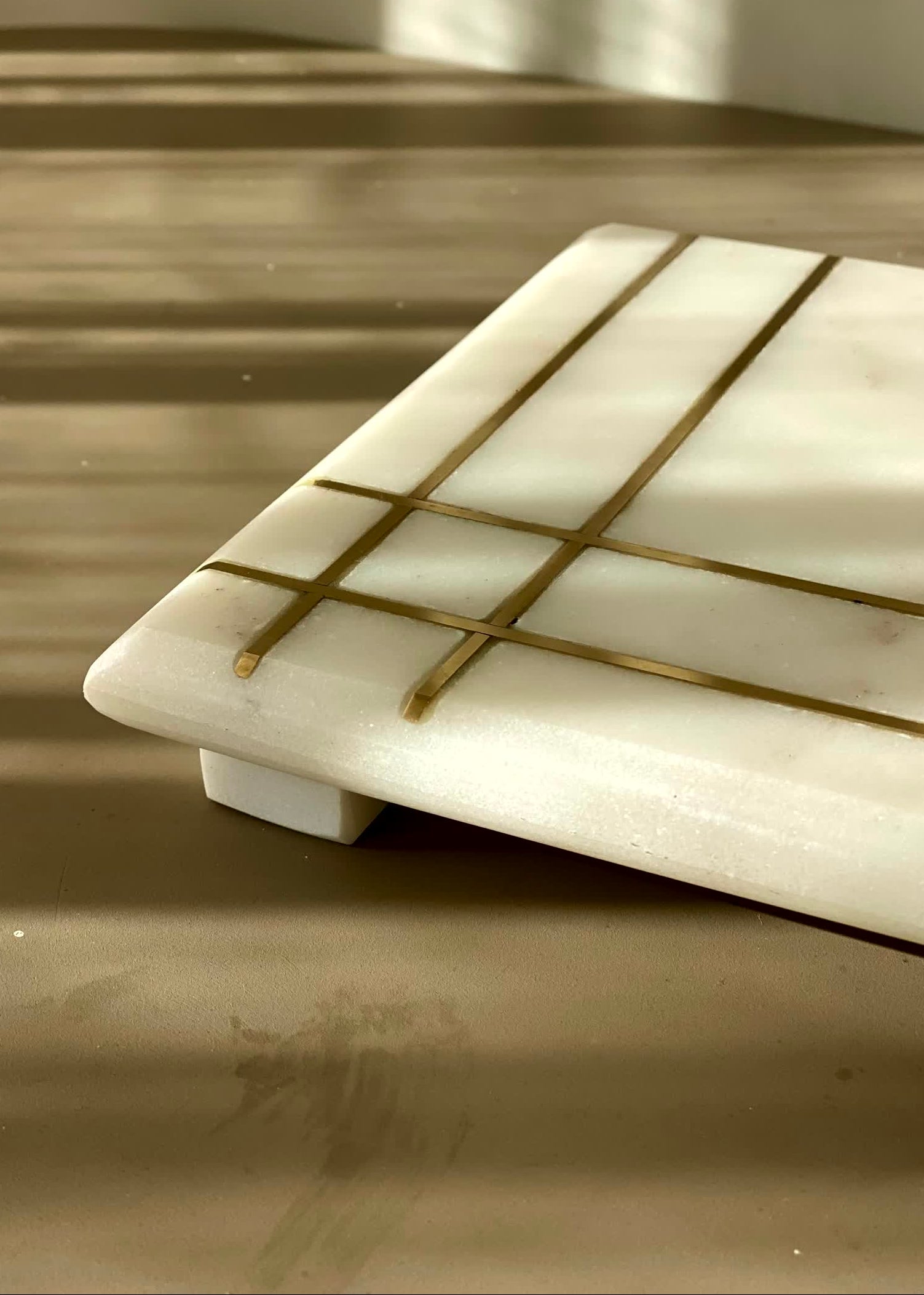 Linea Marble Brass Inlay Tray