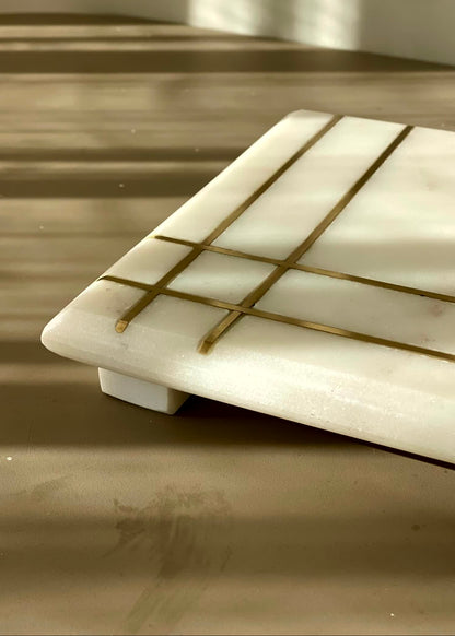 Linea Marble Brass Inlay Tray