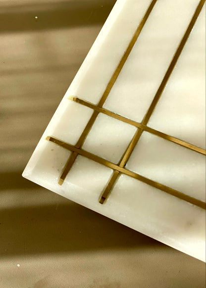 Linea Marble Brass Inlay Tray