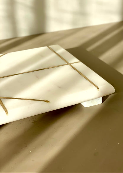 Celeste Marble Brass Inlay Tray