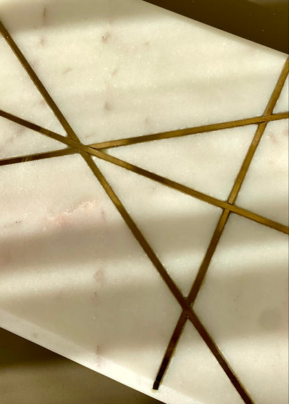 Celeste Marble Brass Inlay Tray