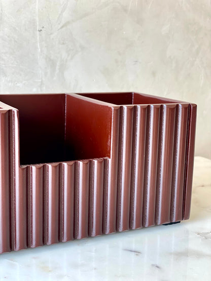Imperium Fluted Desk Organiser - Walnut