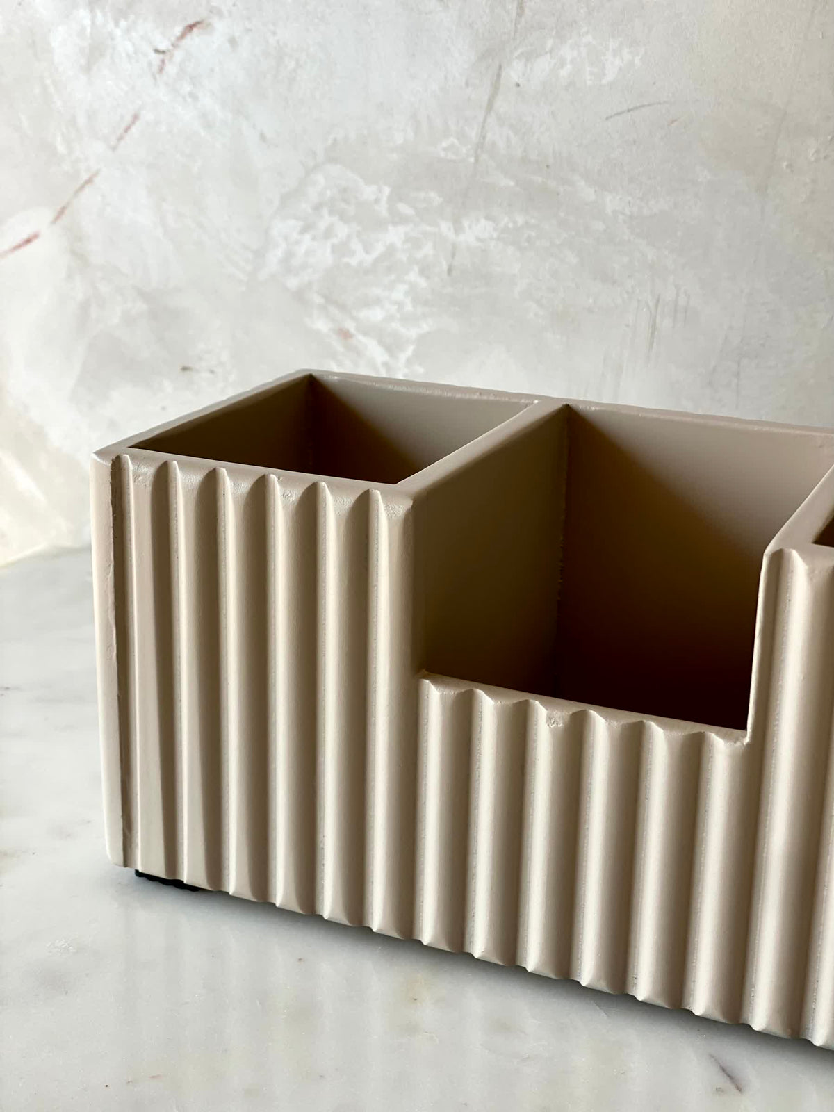 Imperium Fluted Desk Organiser - Beige