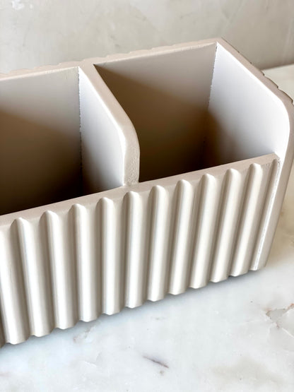 Imperium Fluted Cutlery Holder 3 Slot - Beige